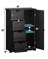 Costway 4 Drawer Freestanding Bathroom Floor Cabinet Adjustable Storage Cupboard