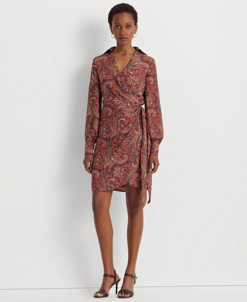 Lauren Ralph Lauren Women's Print Double-Faced Georgette Wrap Dress