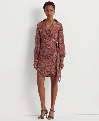 Lauren Ralph Lauren Women's Print Double-Faced Georgette Wrap Dress
