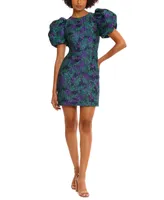 Donna Morgan Women's Jacquard Puff-Sleeve Mini Dress