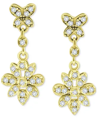 Giani Bernini Cubic Zirconia Flower Drop Earrings in 18k Gold-Plated Sterling Silver, Created for Macy's