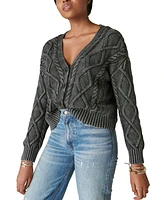 Lucky Brand Women's Cable-Stitch Long-Sleeve Cardigan