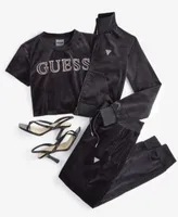 Guess Womens Full Zip Sweatshirt Couture Cropped T Shirt Couture Pull On Jogger Pants