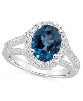 Macy's London Blue Topaz (-/ ct. t.w.) and Diamond (/ Halo Ring 14K Gold