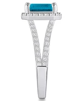 Macy's Blue Topaz (2 ct. t.w.) and Diamond (1/2 Halo Ring 14K Gold