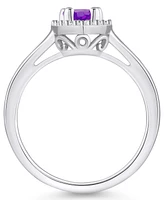 Macy's Amethyst (7/8 ct. t.w.) and Diamond (1/5 Halo Ring 14K Gold