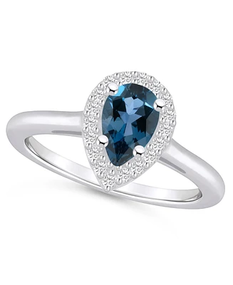 Macy's London Blue Topaz (1 ct. t.w.) and Diamond (1/5 Halo Ring 14K Gold