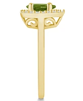 Macy's Peridot (1 ct. t.w.) and Diamond (1/5 Halo Ring 14K Yellow Gold