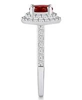 Macy's Garnet and Diamond Accent Halo Ring 14K Gold