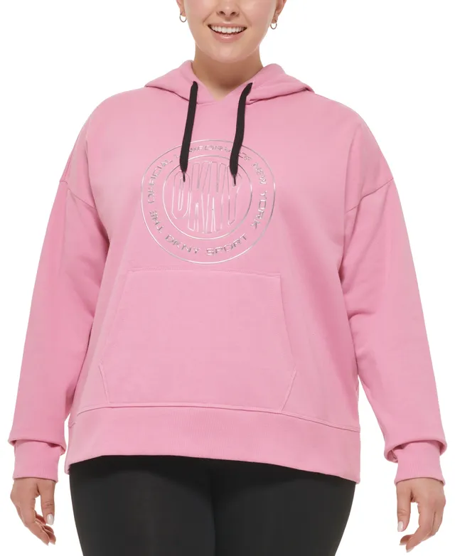 Dkny Sport Plus Metallic-Logo Long-Sleeve Hoodie