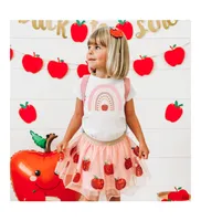 Sweet Wink Little and Big Girls Apple Rainbow Short Sleeve T-Shirt