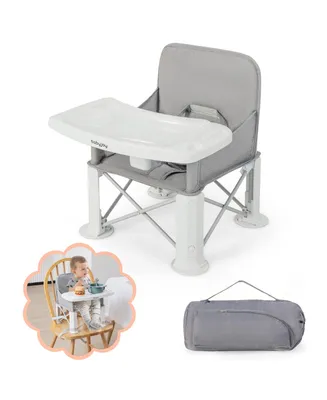 Costway Baby Travel Booster Seat with Double Tray Portable Folding Dining Chair