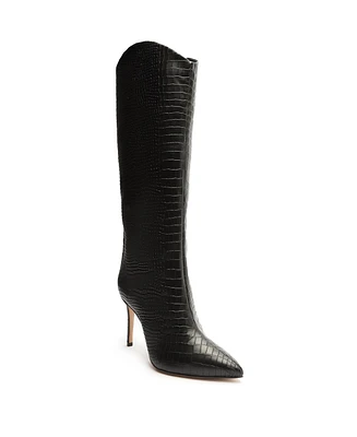 Schutz Women's Maryana Crocodile Embossed Knee High Stiletto Leather Boots