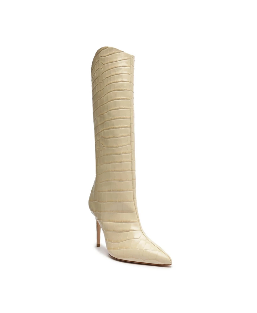 Schutz Women's Maryana Crocodile Embossed Knee High Stiletto Leather Boots