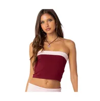 Women's Contrast Fold Over Tube Top