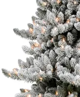 Puleo 6.5' Pre-Lit Slim Flocked Royal Majestic Artificial Spruce Tree