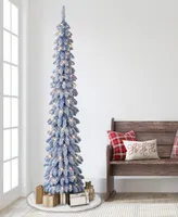 Puleo 7' Pre-Lit Flocked Artificial Alpine Pencil Tree