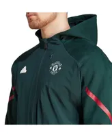 Men's adidas Green Manchester United Designed for Gameday Raglan Full-Zip Hoodie Jacket