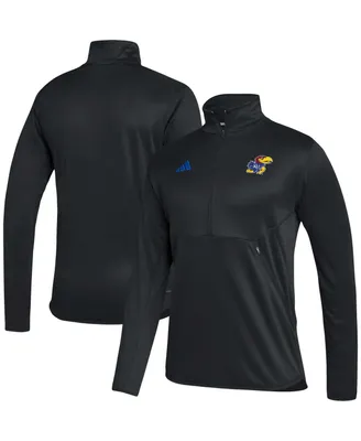 Men's adidas Black Kansas Jayhawks 2023 Sideline Aeroready Half-Zip Top