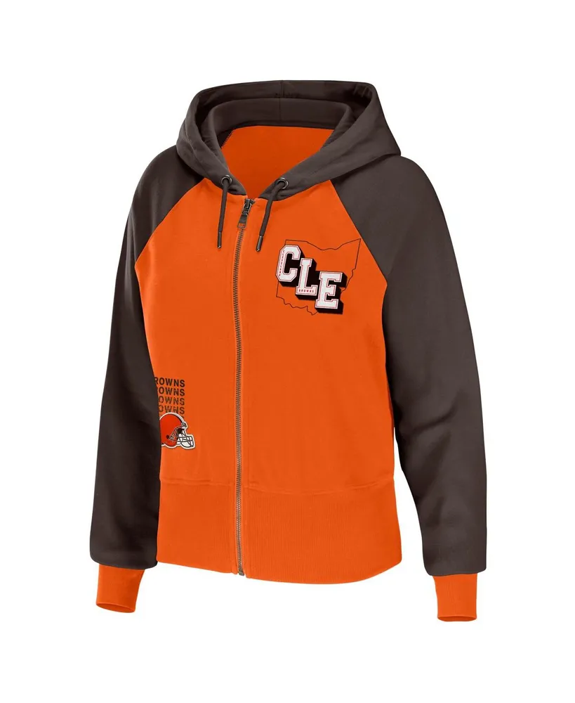 Women's Wear by Erin Andrews Orange Cleveland Browns Colorblock Lightweight Full-Zip Hoodie