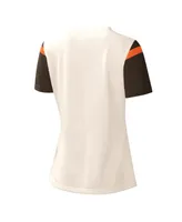 Women's Starter Cream Cleveland Browns Kick Start V-Neck T-shirt