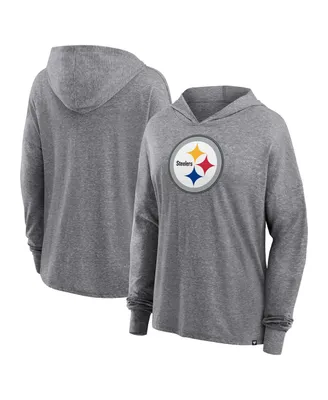 Women's Fanatics Heather Gray Pittsburgh Steelers Cozy Primary Pullover Hoodie