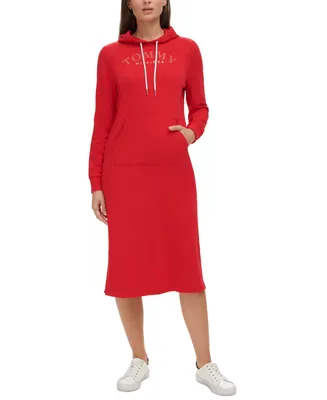 Tommy Hilfiger Women's Logo Funnel-Neck Sweatshirt Dress - Macy's