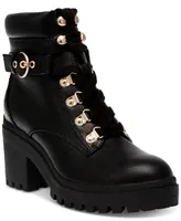 Wild Pair Women's Bridgitt Lace-Up Side-Zip Lug-Sole Booties, Created for Macy's