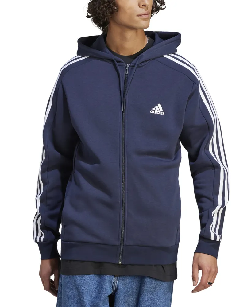 adidas Men's Essentials 3-Stripes Regular-Fit Full-Zip Fleece Hoodie, Regular & Big Tall