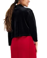 Connected Petite Velvet Open-Front 3/4-Sleeve Shrug Sweater