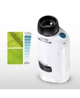 Dartwood Pocket Microscope - Mini Portable Microscope for Kids & Adults with Led - 60x-120x Magnification (White)