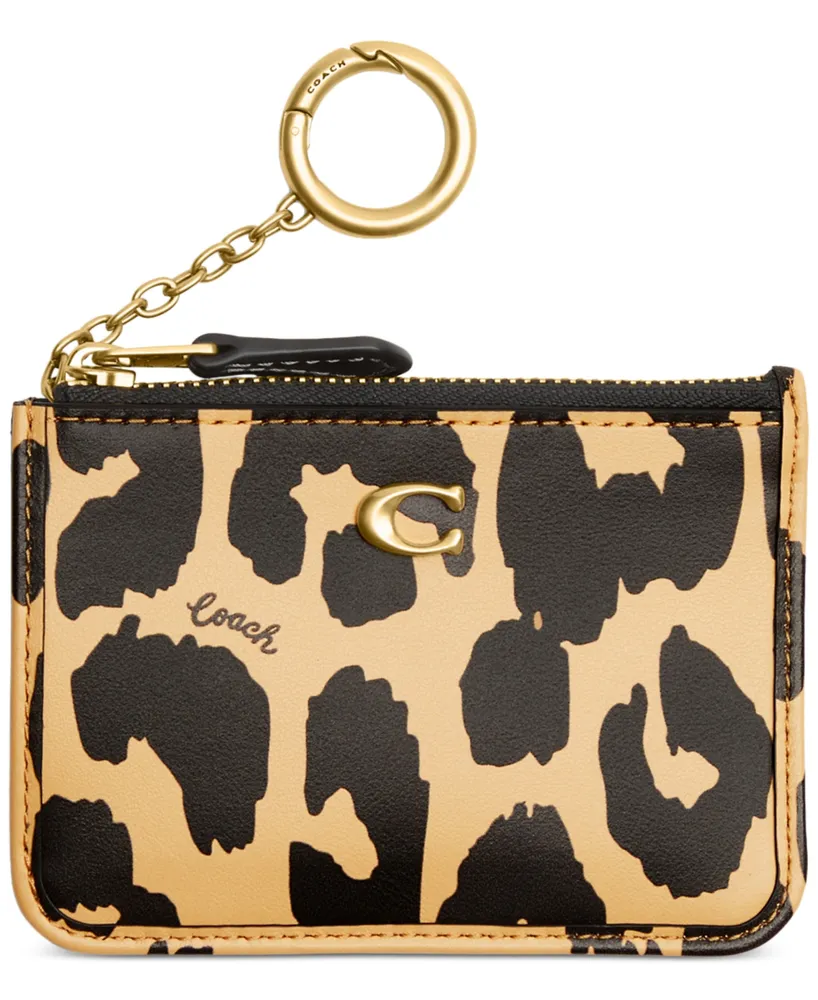 Coach Skinny Leopard Printed Leather Mini Id Case