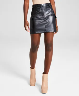 And Now This Women's Faux-Leather Cargo Skirt, Created for Macy's