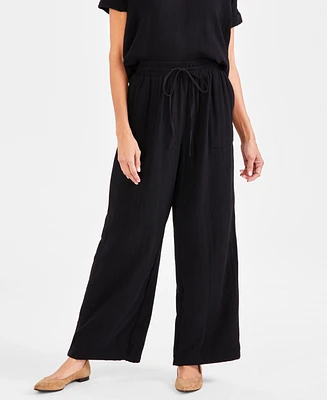 Style & Co Petite Gauze Wide-Leg Pull-On Pants, Created for Macy's