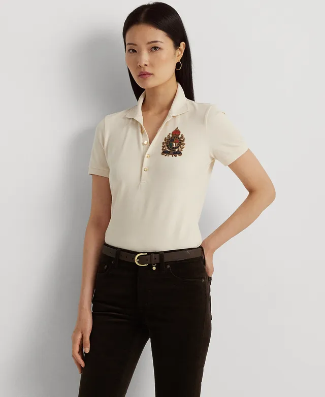 Lauren Ralph Lauren Women's Beaded-Crest Pique Polo Shirt