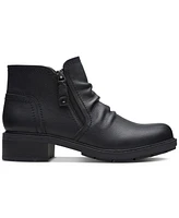 Clarks Women's Hearth Dove Lug Sole Ruched Booties