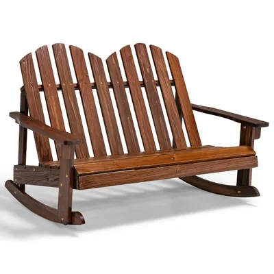 2 Person Kid Adirondack Rocking Chair Outdoor Backrest Armrest Solid Wood