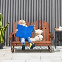 2 Person Kid Adirondack Rocking Chair Outdoor Backrest Armrest Solid Wood