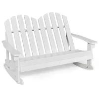 Costway 2 Person Kid Adirondack Rocking Chair Outdoor Backrest Armrest Solid Wood