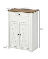 Homcom Farmhouse Storage Cabinet, Sideboard with Drawer and Doors, White