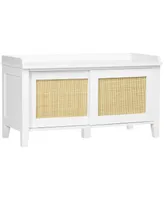 Homcom Shoe Bench with Storage and Pine Wood Legs, White