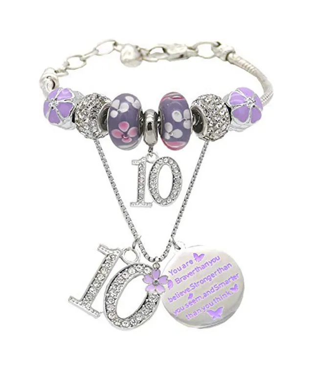 Meant2tobe 10th Birthday Gifts for Girls: Jewelry Set with Necklace and  Charm Bracelet for 10-Year-Old Girl
