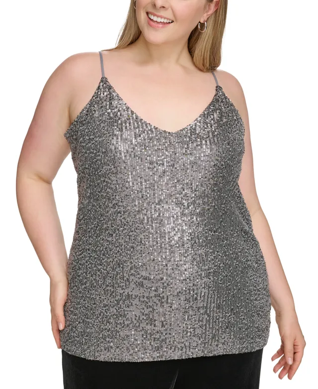 Calvin Klein Plus V-Neck Sleeveless Sequin Camisole