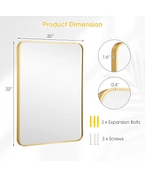 Costway 22''x 30''Bathroom Wall Mounted Mirror Aluminum Alloy Frame Decor