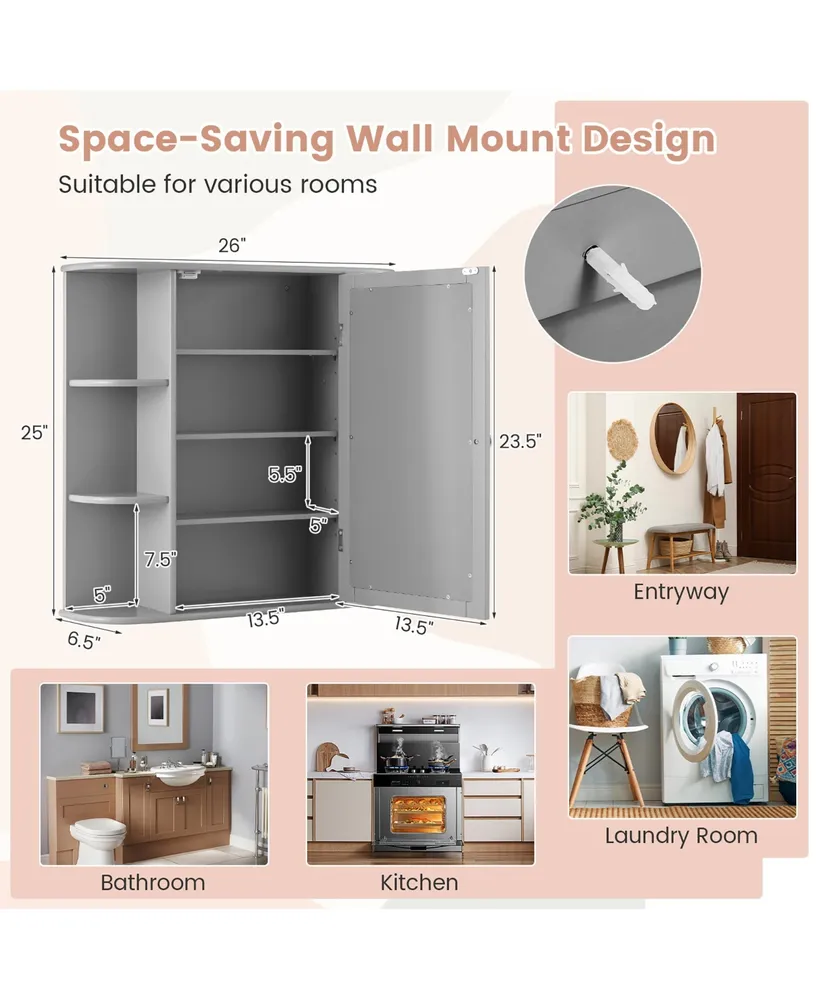 Multipurpose Mount Wall Surface Bathroom Storage Cabinet Mirror