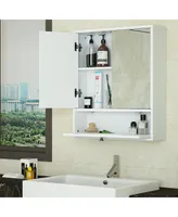 Costway Bathroom Cabinet Medicine Cabinet Double Mirror Door Wall Mount Storage Wood Shelf