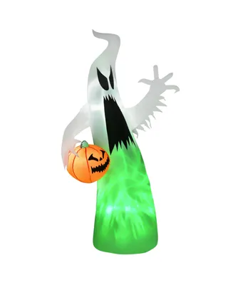 Homcom 5.9' Inflatable Halloween Ghost with Pumpkin, Blow Up Outdoor Led Yard Display, Waterproof