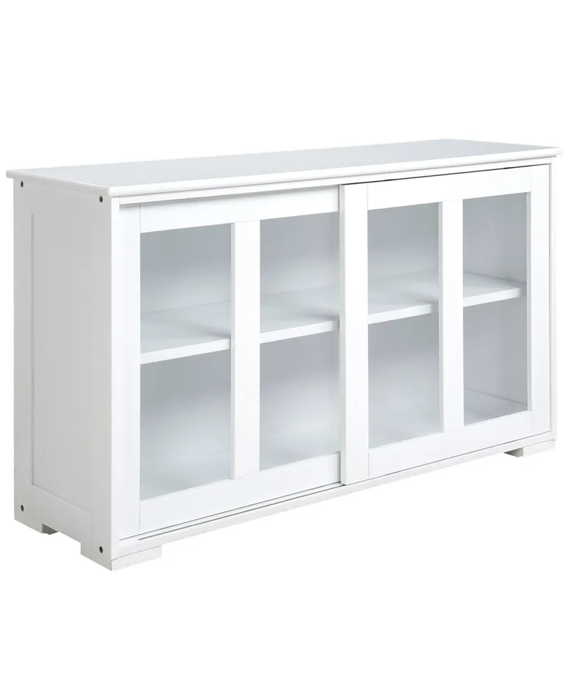 Homcom Sideboard Buffet Cabinet, Stackable Credenza, Coffee Bar Cabinet with Sliding Glass Door and Adjustable Shelf, White