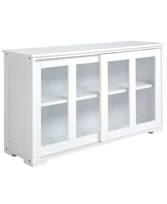 Homcom Sideboard Buffet Cabinet, Stackable Credenza, Coffee Bar Cabinet with Sliding Glass Door and Adjustable Shelf, White