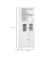 Homcom 63" Small Buffet with Hutch, 4-Door Kitchen Pantry, Freestanding Storage Cabinet with Adjustable Shelf for Dining Room, Living Room, White